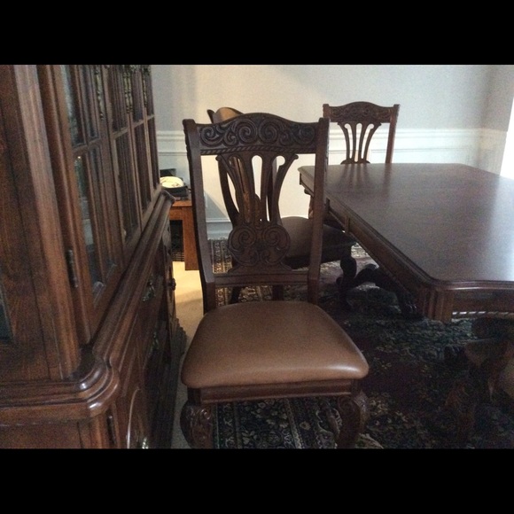 havertys Dining 7 Piece Formal Cherry Wood Dining Table Set Poshmark